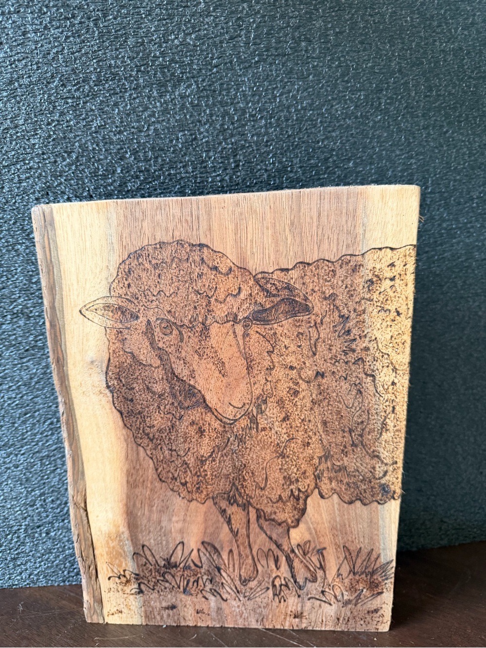 Rustic Wood Sheep Wall Art - Natural Brown